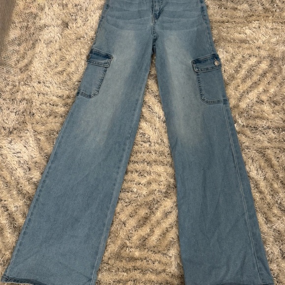 YMI Light Blue Flare Jeans with Pockets High rise skater size 00 - Picture 1 of 3